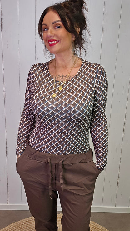 Runa mønstrete topp brun