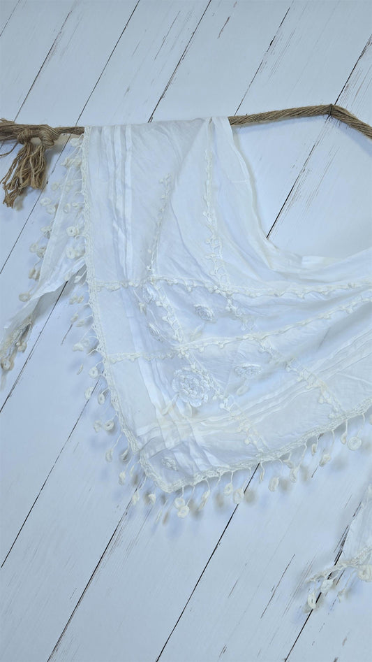 Chloe bomull skjerf hvit