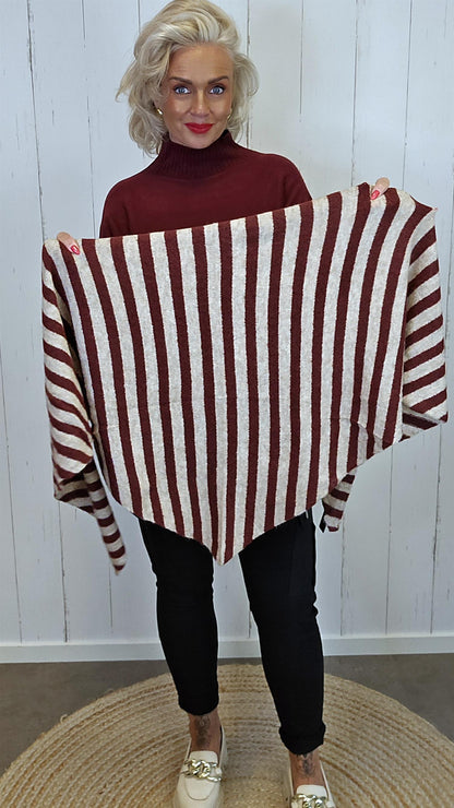 Trekantet skjerf med striper burgunder