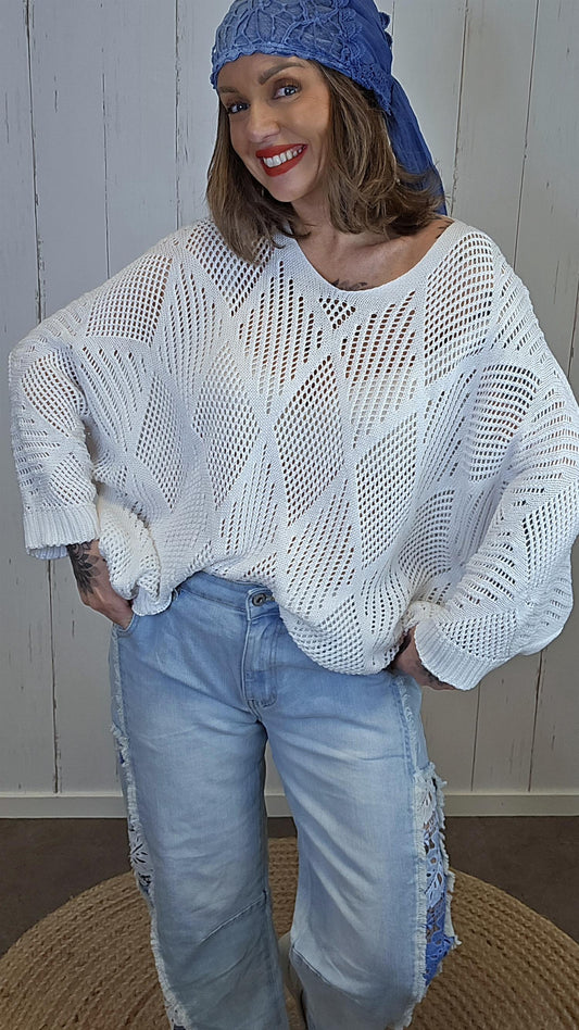 Dina strikket genser hvit