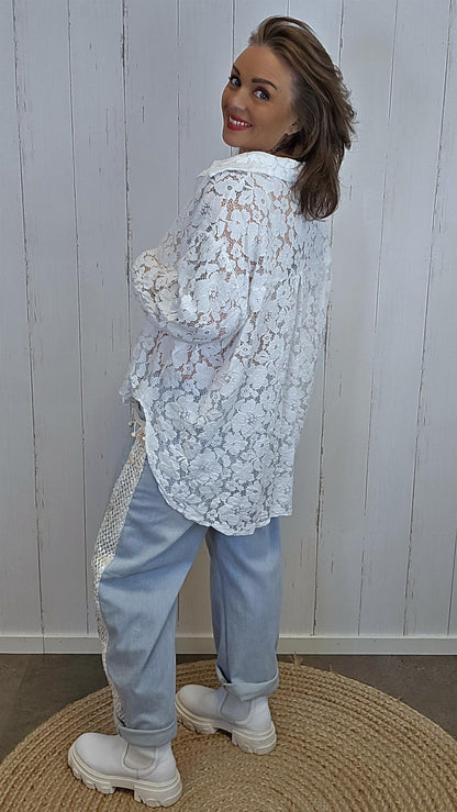 Alva blondeskjorte hvit