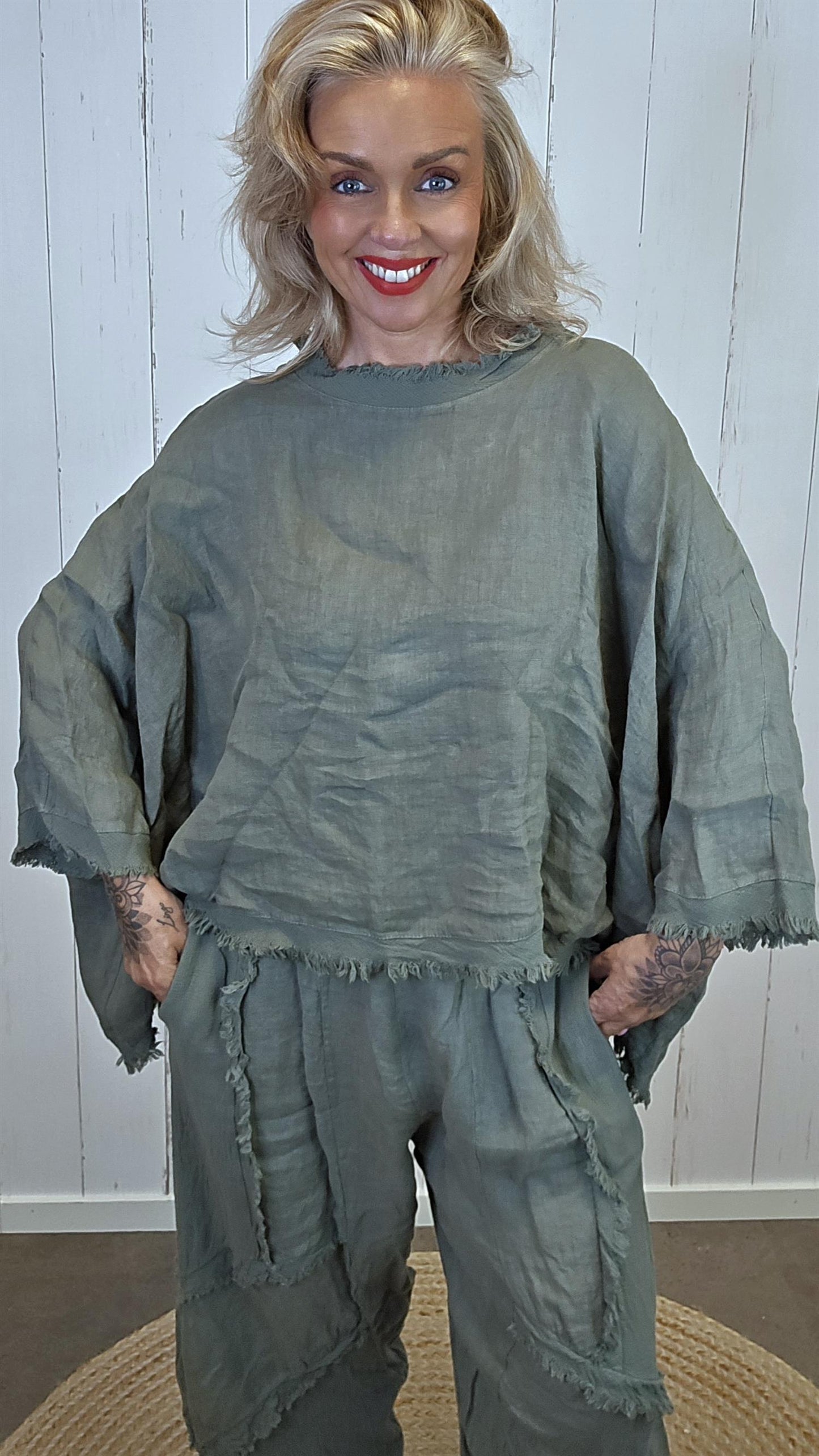 kim Lin Poncho Topp kaki