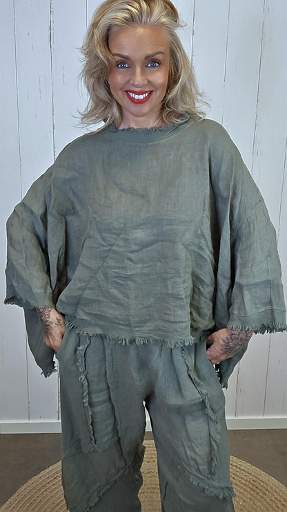kim Lin Poncho Topp kaki