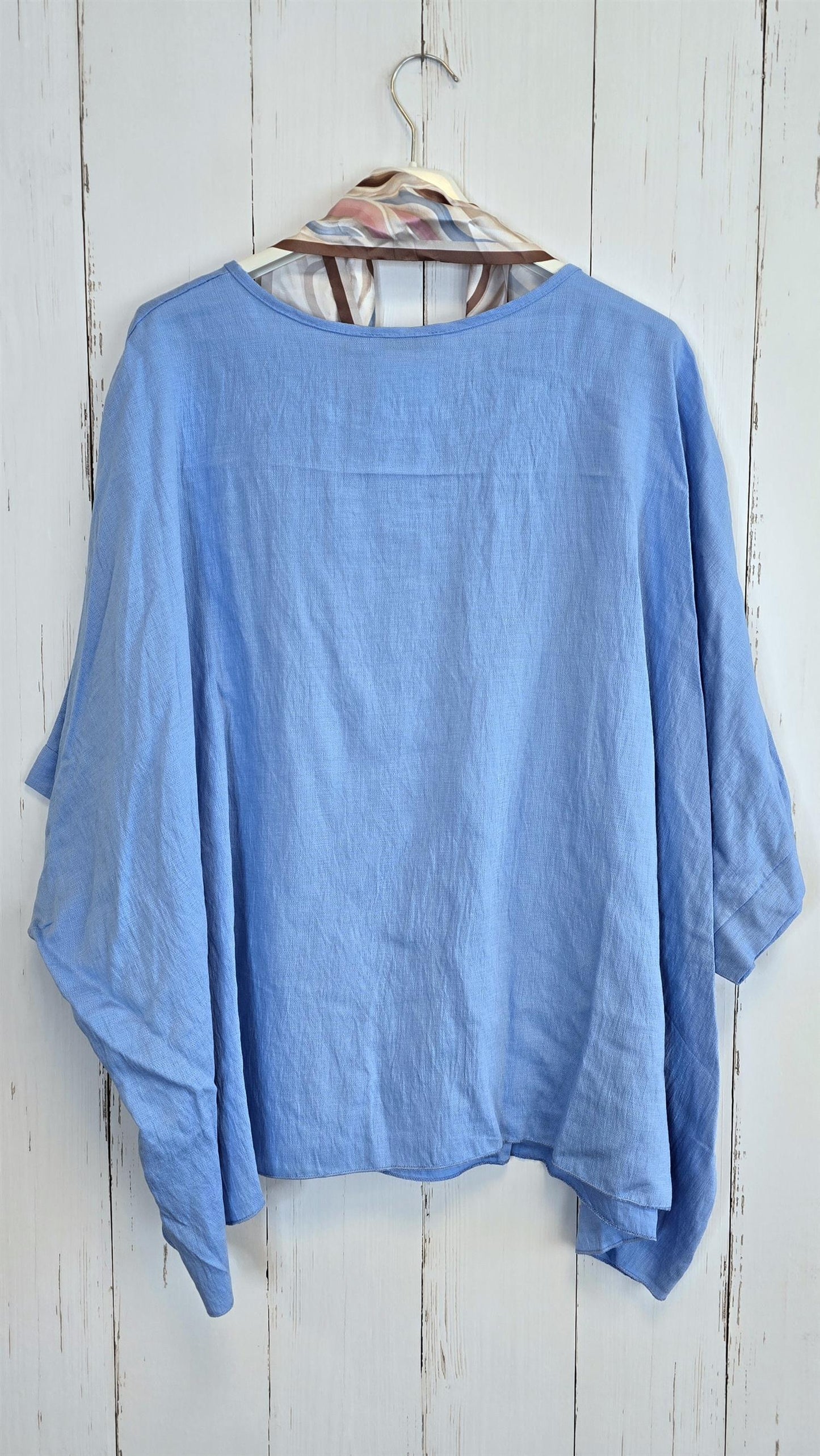 Poncho topp med skjerf blå