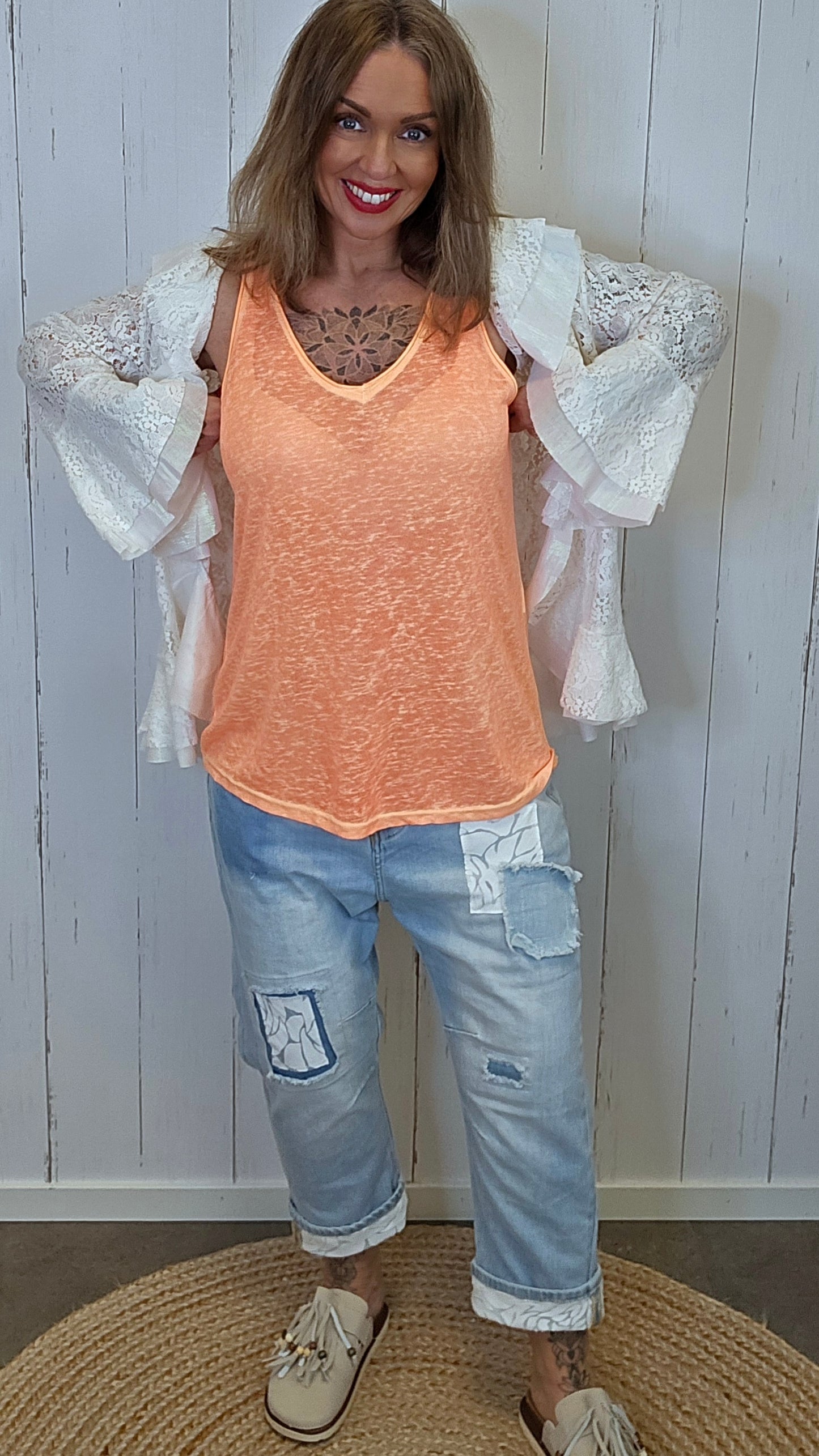 Dina singlet basic Neon orange