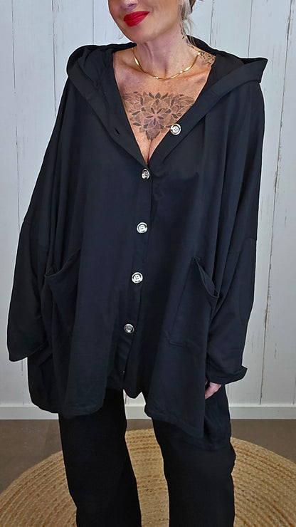 Cleo oversized jakke med stor hette