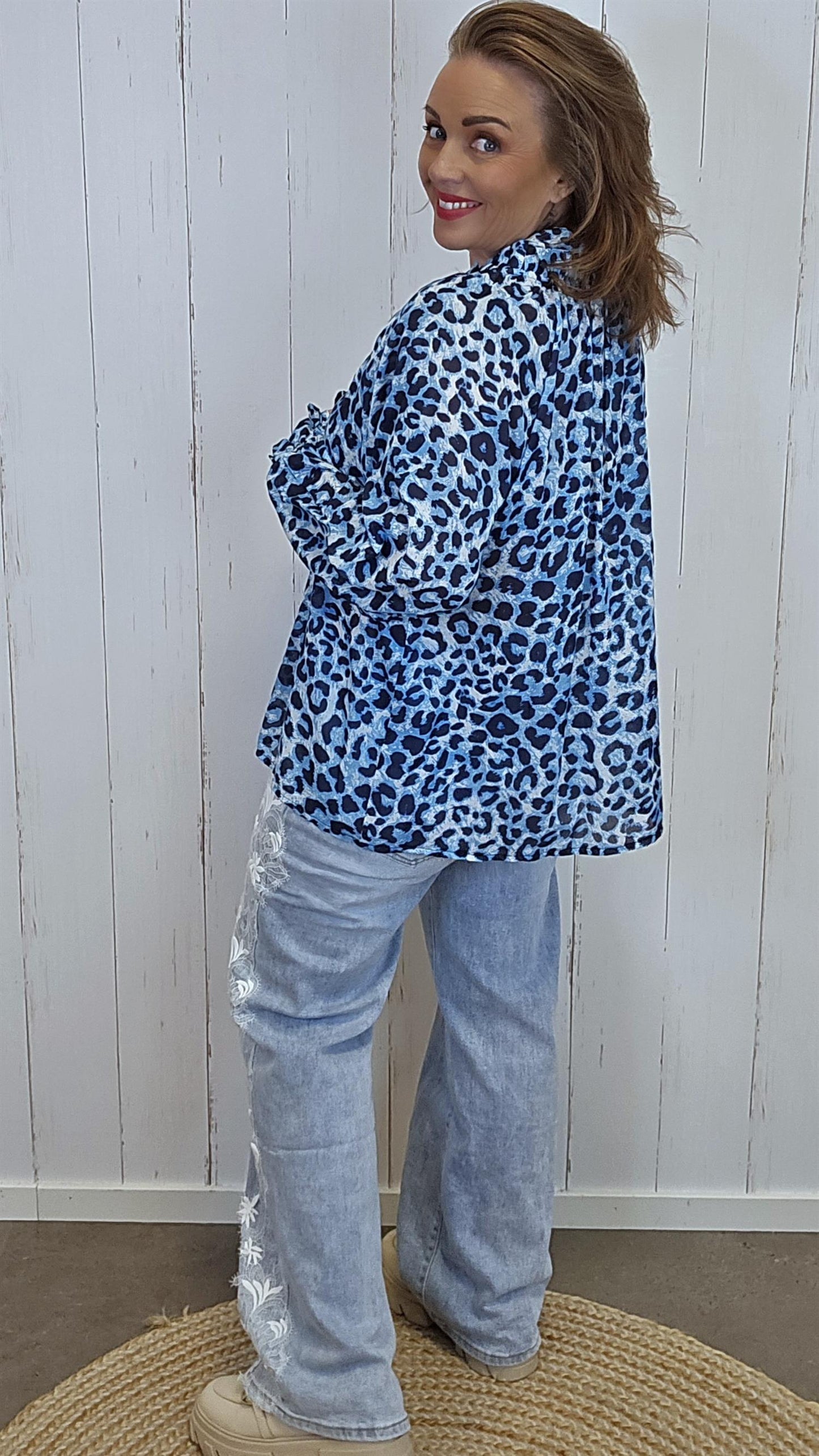 Maja leopardbluse blå