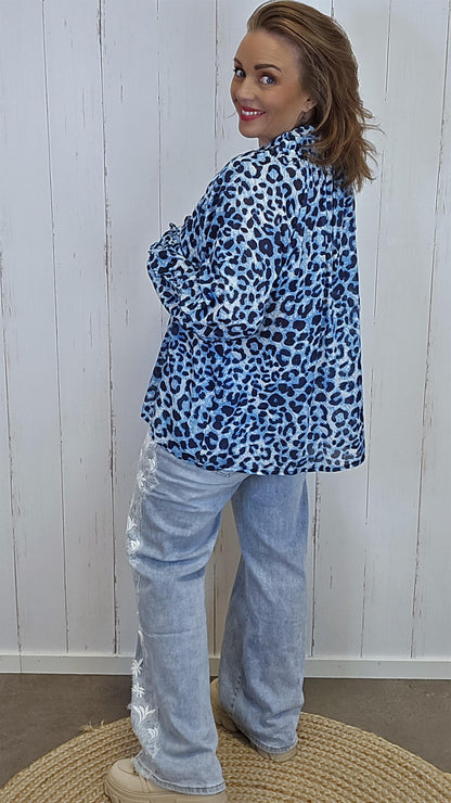 Maja leopardbluse blå