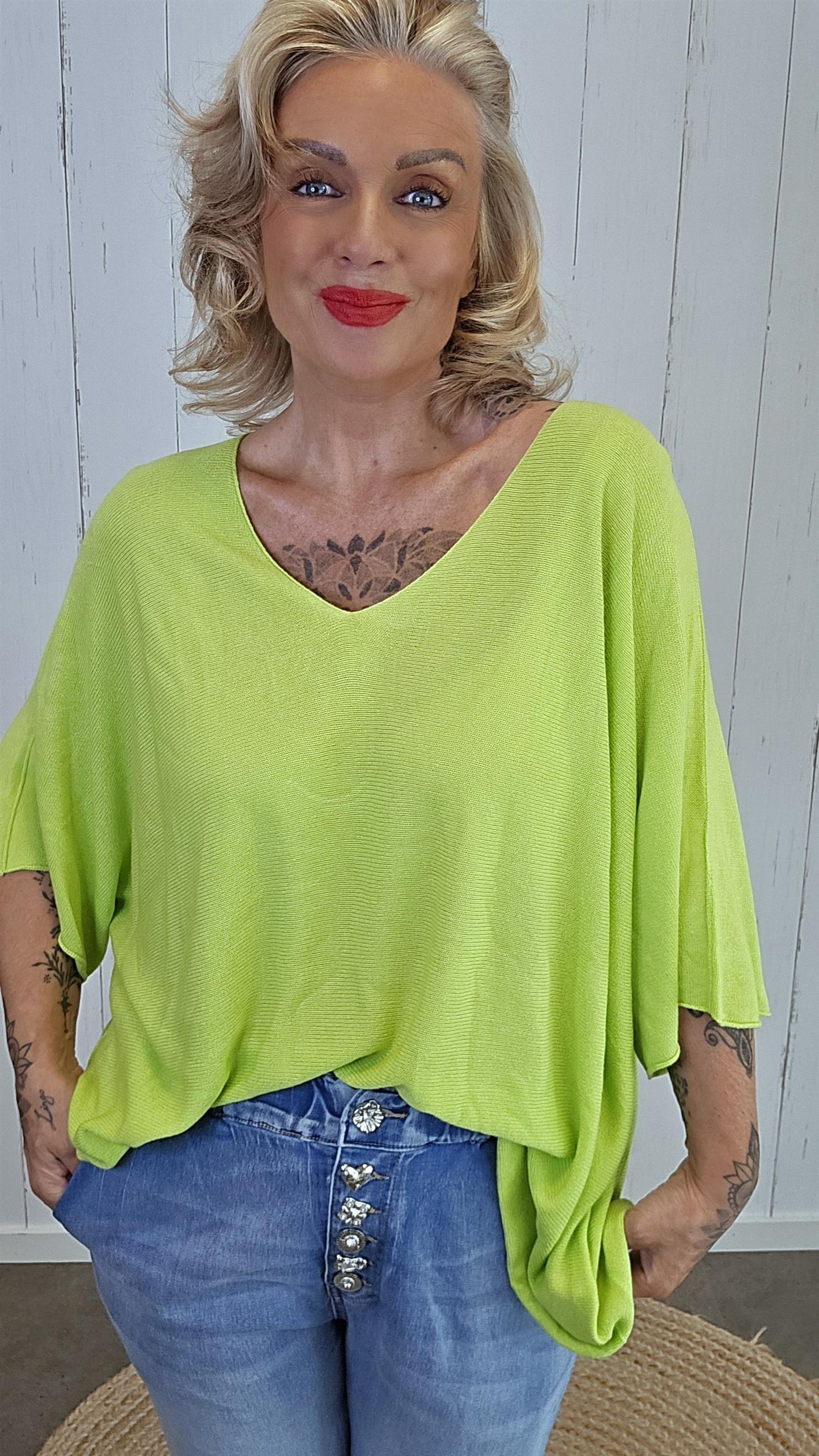Leah genser topp lime grønn