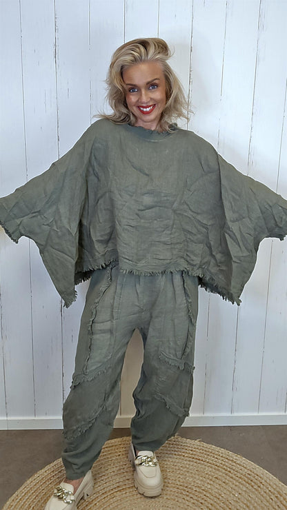 kim Lin Poncho Topp kaki
