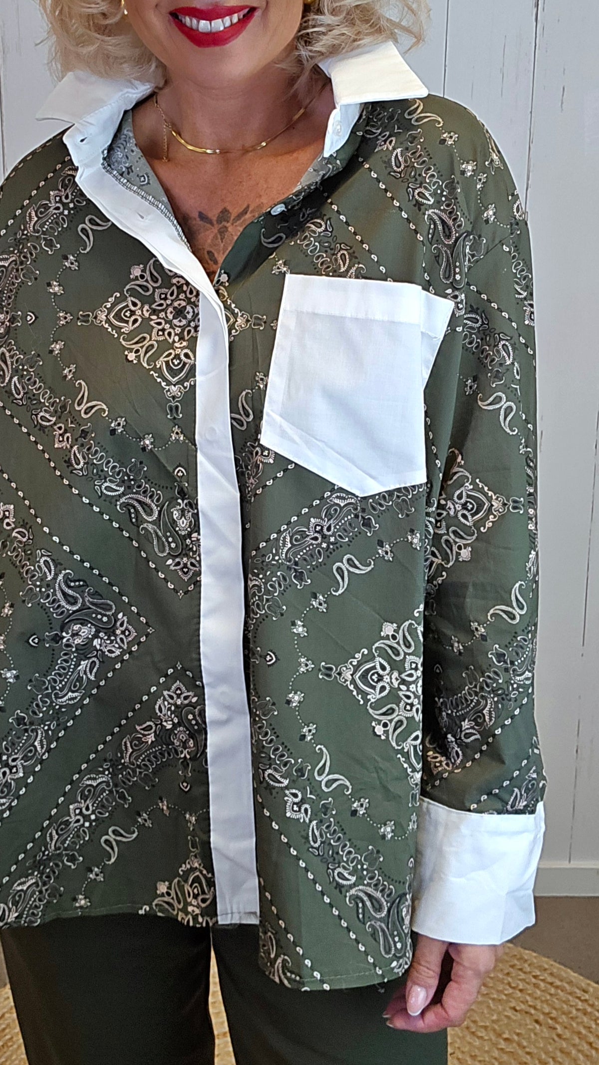 Sofia bandana skjorte kaki