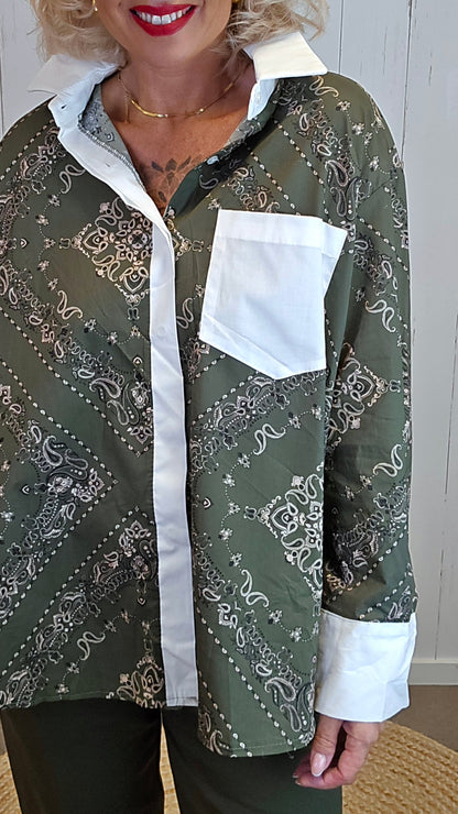 Sofia bandana skjorte kaki