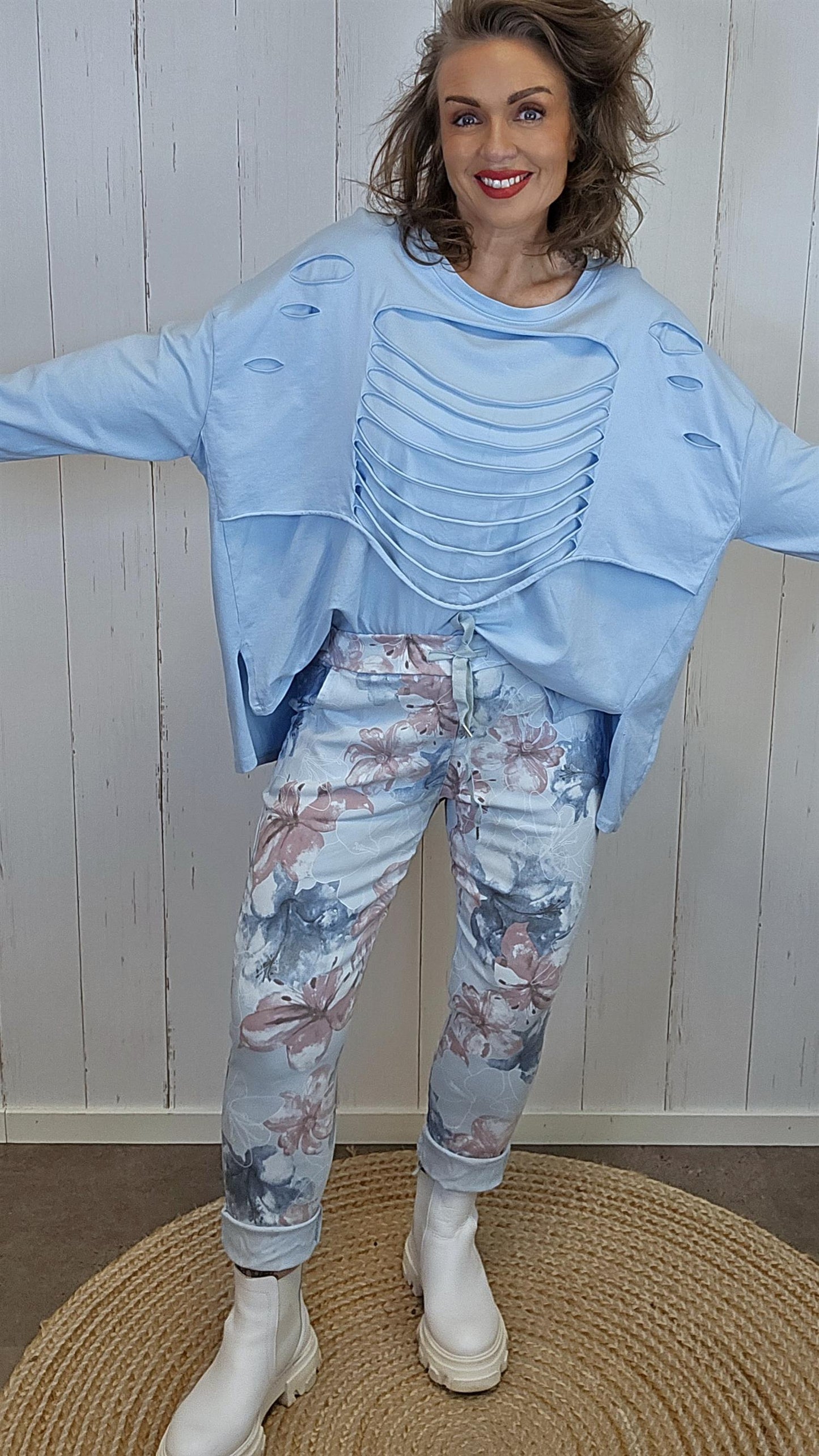 Camilla blomsterbukse blå