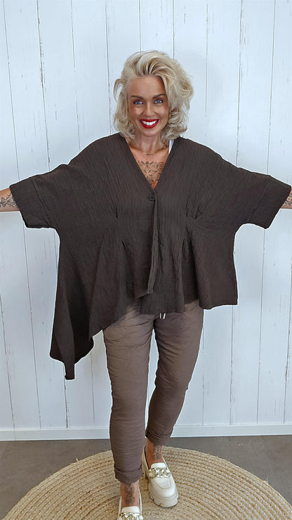Belinda asymmetrisk jakke brun