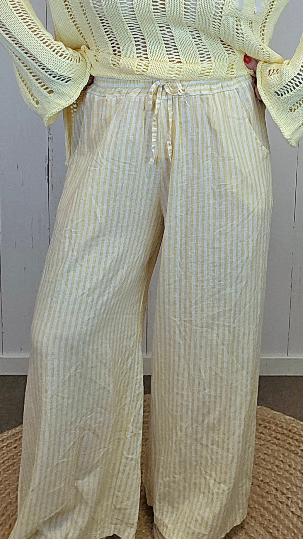 Lydia linbukse gul stripet