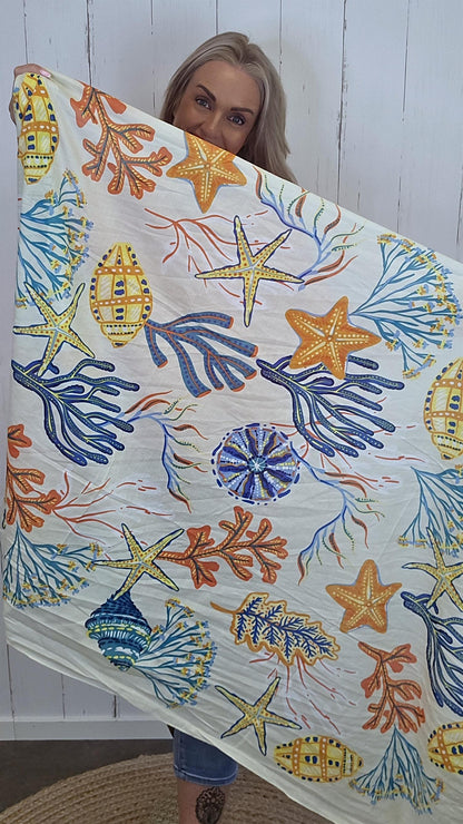 Alina skjerf beige med orange