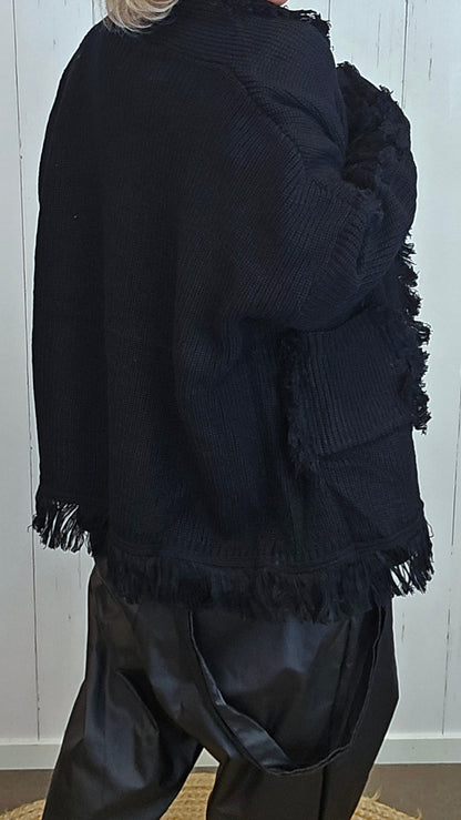 Wilma oversized strikkejakke svart