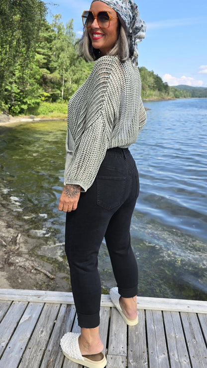 Tina jeans svart med strikk