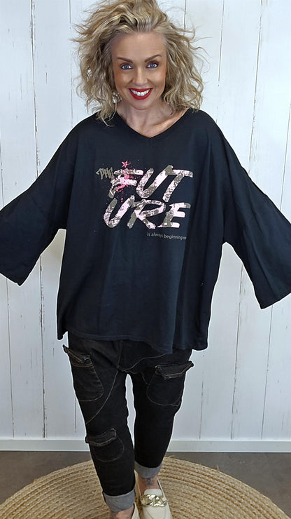 Future oversized topp svart