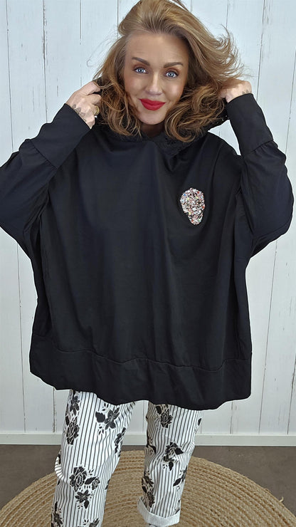 Nora skull hettegenser svart