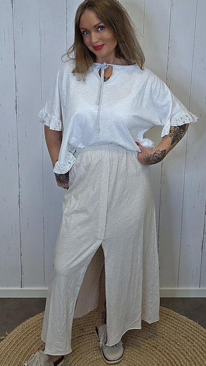 Gina skjørt med splitt Beige