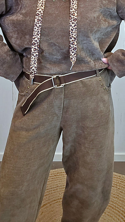 Zoe minikordbukse i barrel-modell taupe