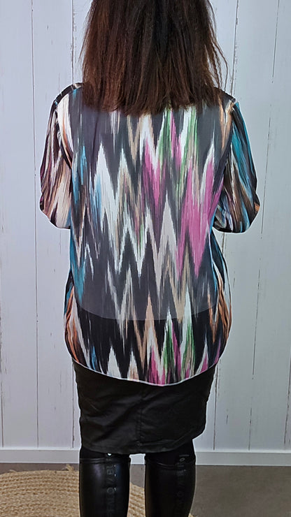 Sienna flerfarget mønsterbluse