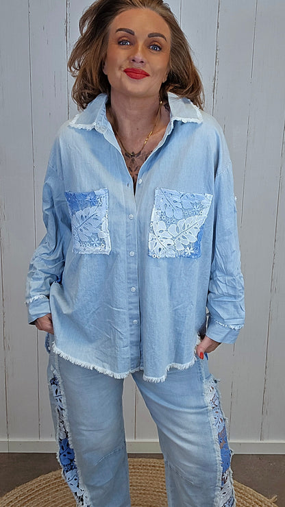 Laura denim skjorte lyseblå
