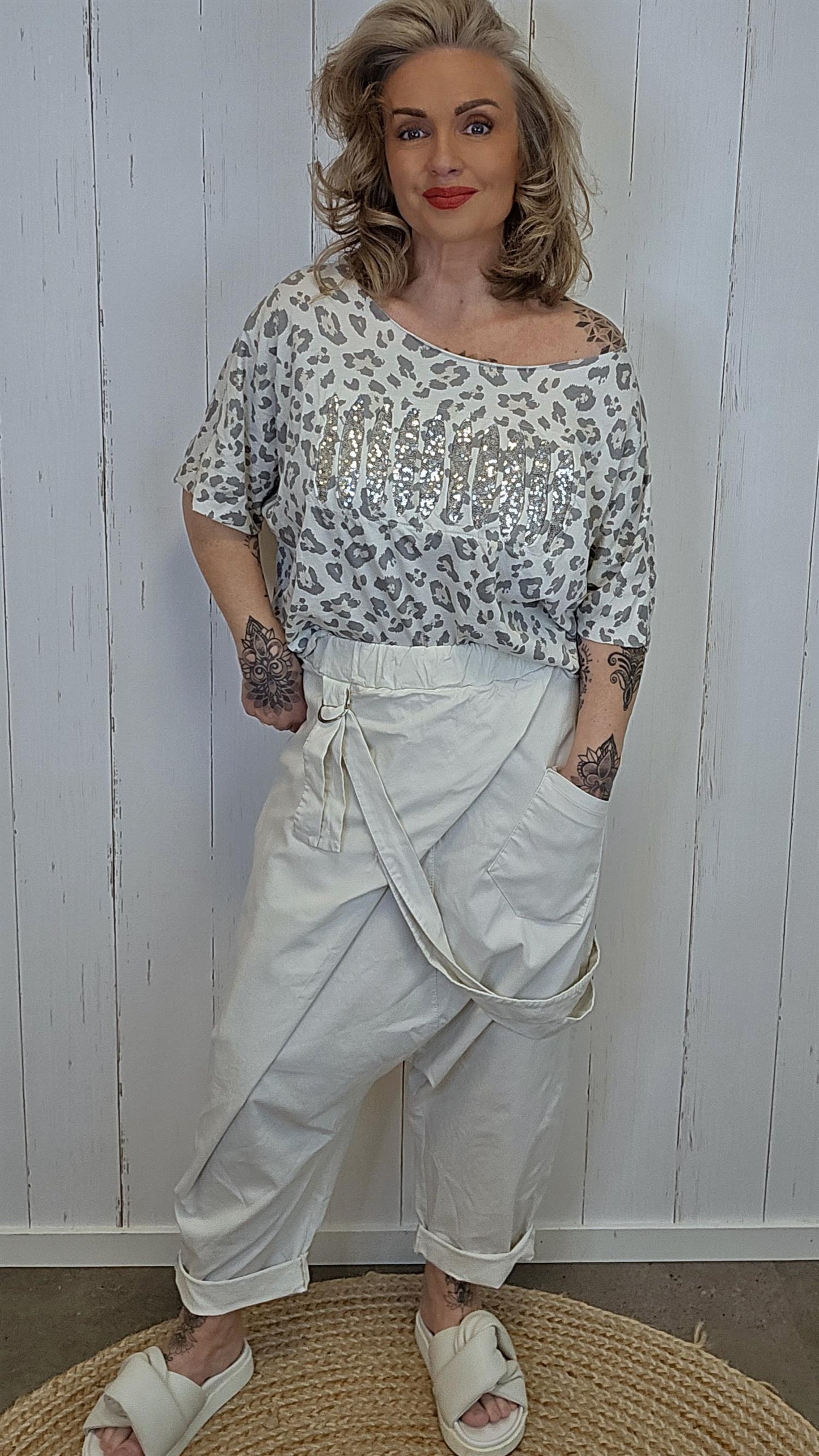 Line harem bukse beige