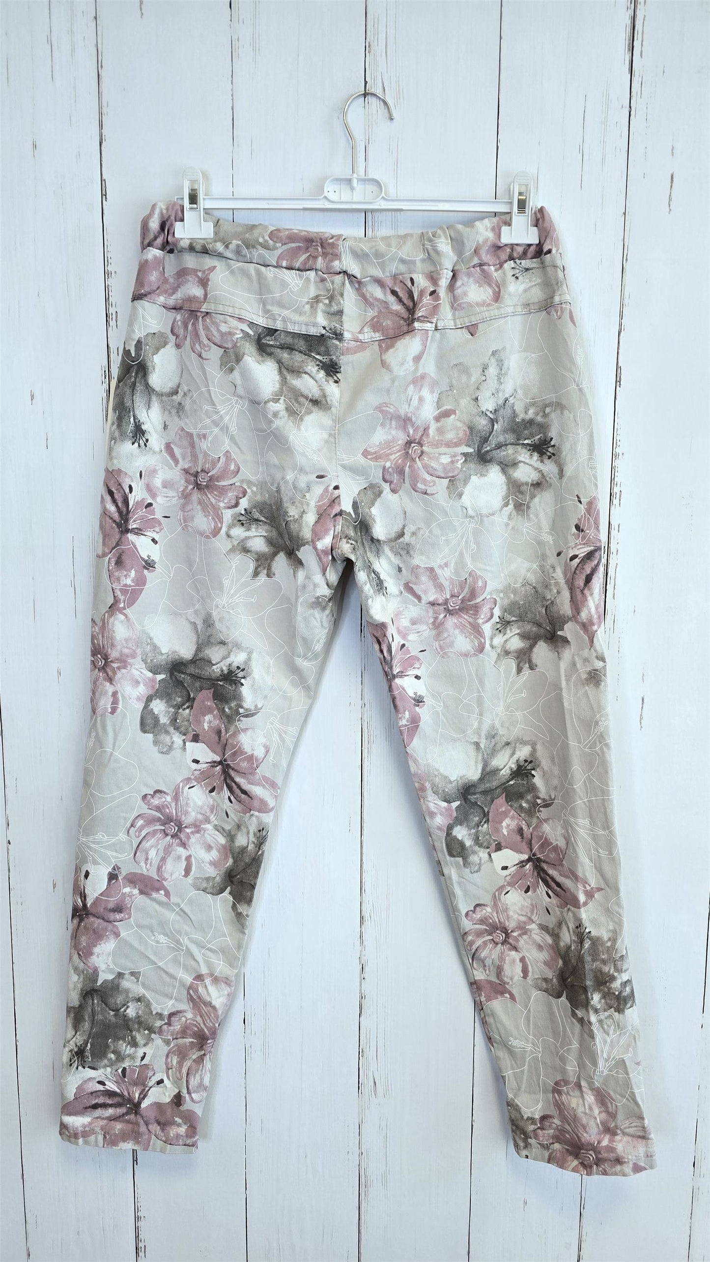 Camile blomsterbukse beige