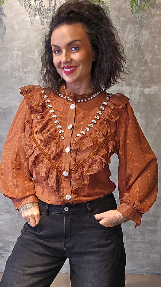 Stella skjorte bluse rust