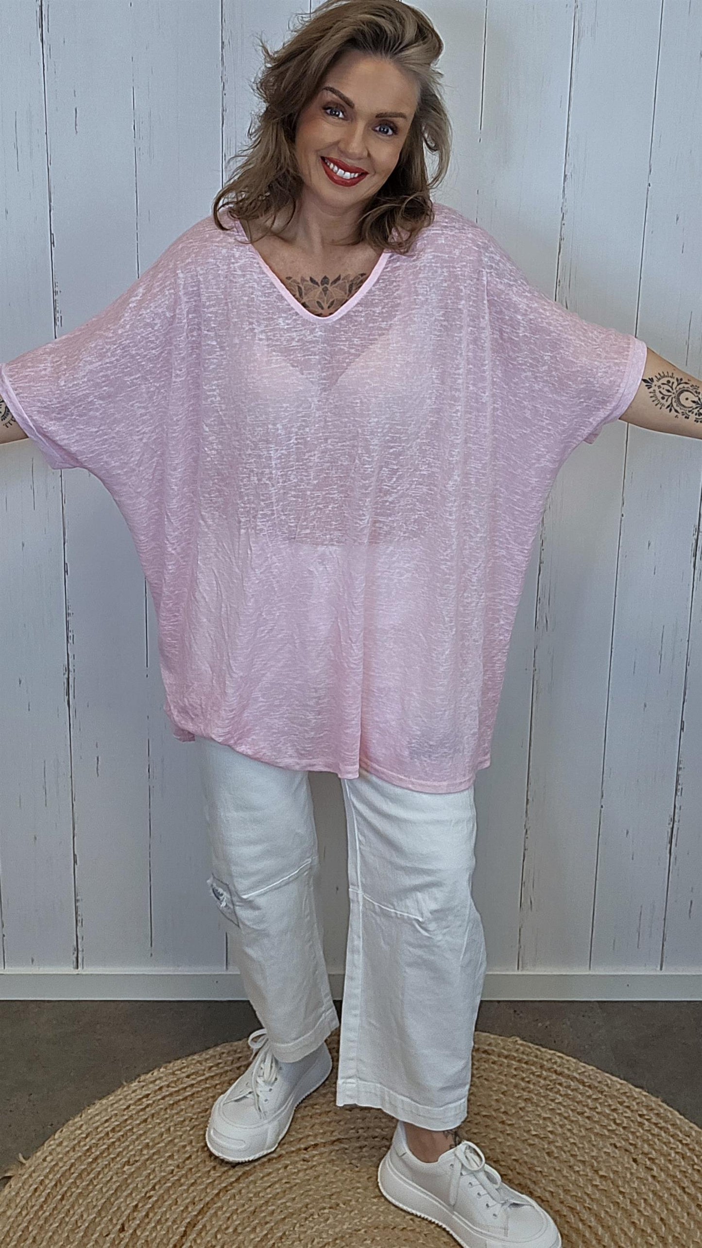 Catty oversized topp Lys rosa