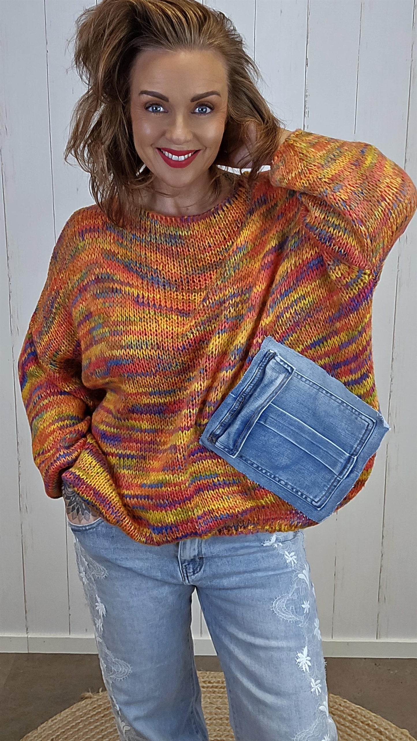 Bella Strikket Genser multicolour