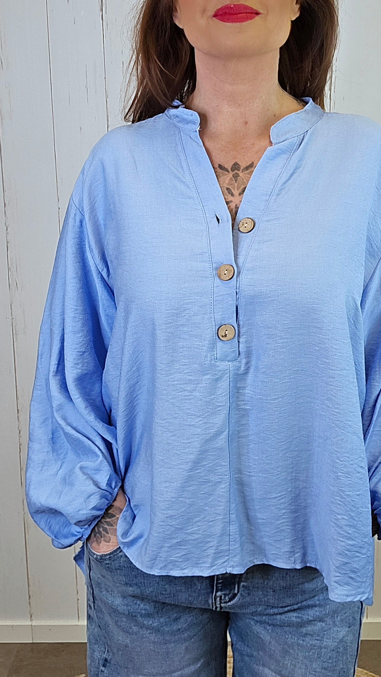 Sara Viskosebluse Blå