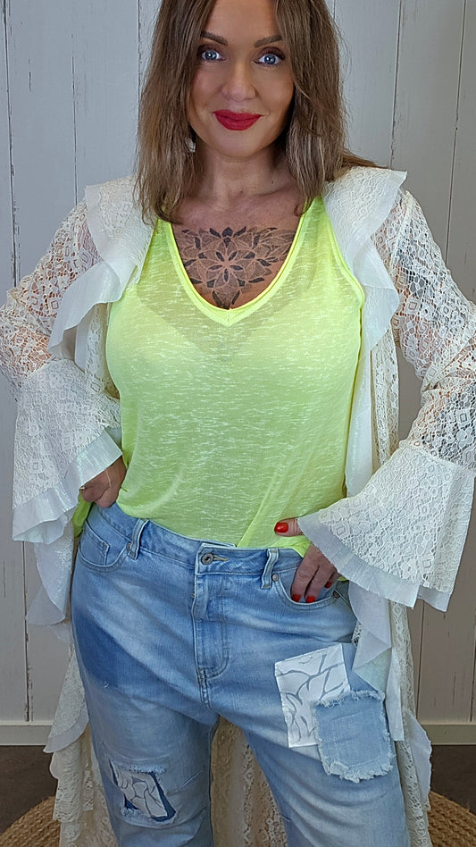 Dina singlet basic Neon gul