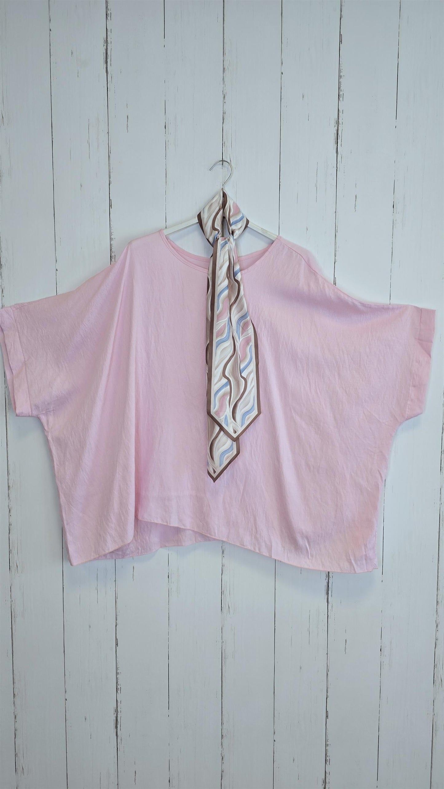 Poncho topp med skjerf rosa