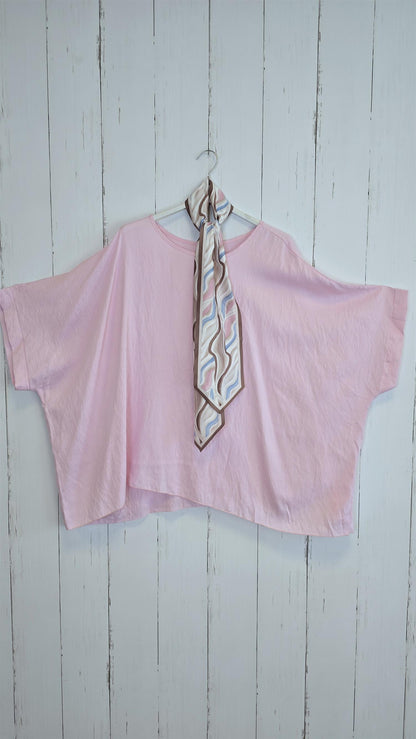 Poncho topp med skjerf rosa