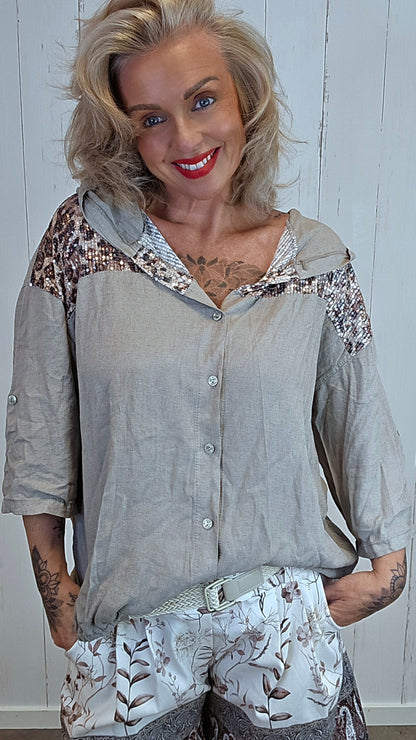 Leo lin hettejakke taupe
