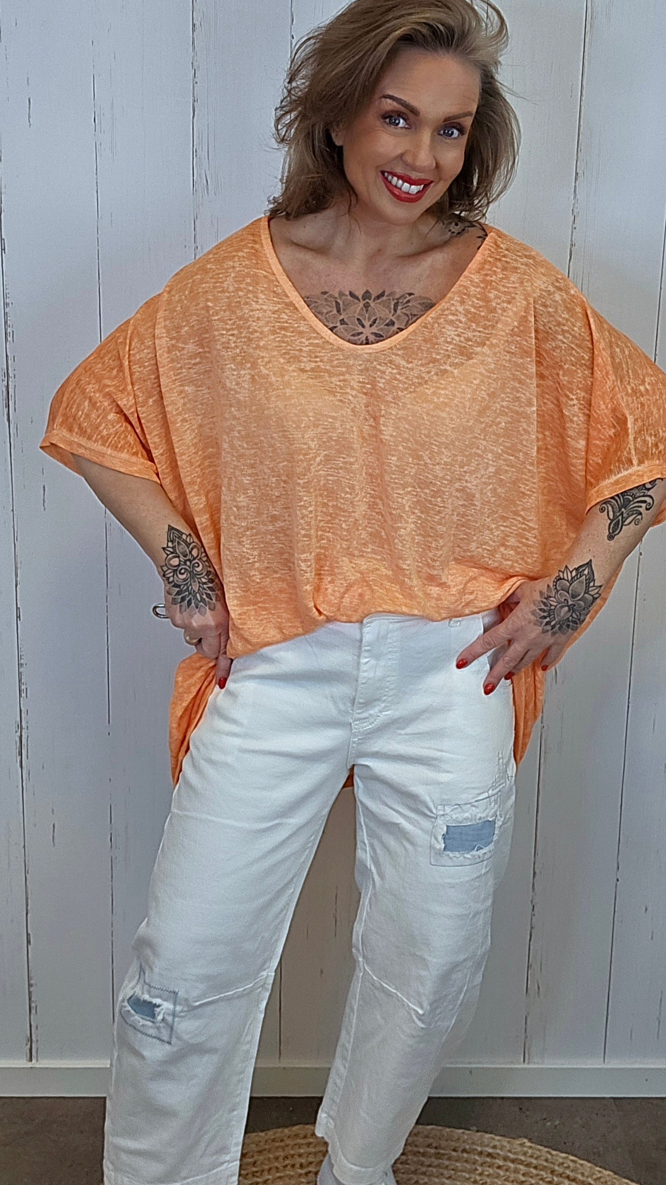 Catty oversized topp Orange