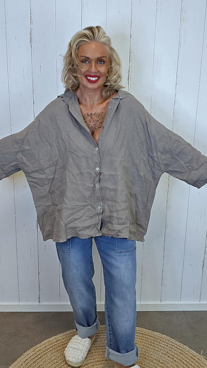 Stina Linskjorte taupe