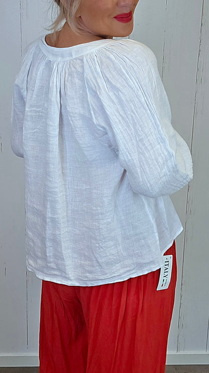 Nora lin bluse hvit