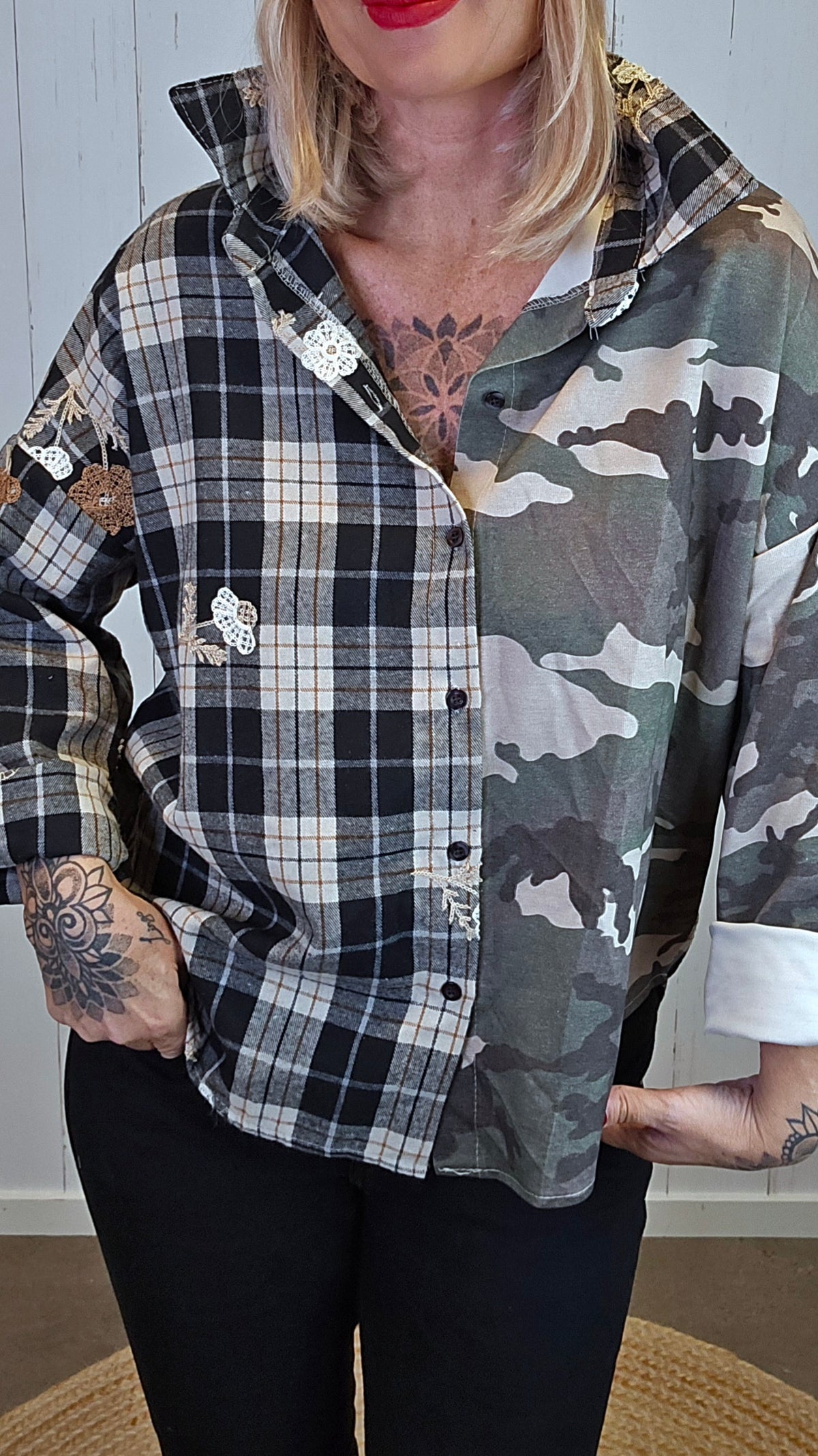 Pia todelt skjorte camo ruter