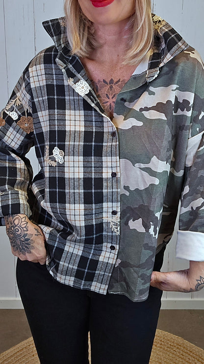 Pia todelt skjorte camo ruter