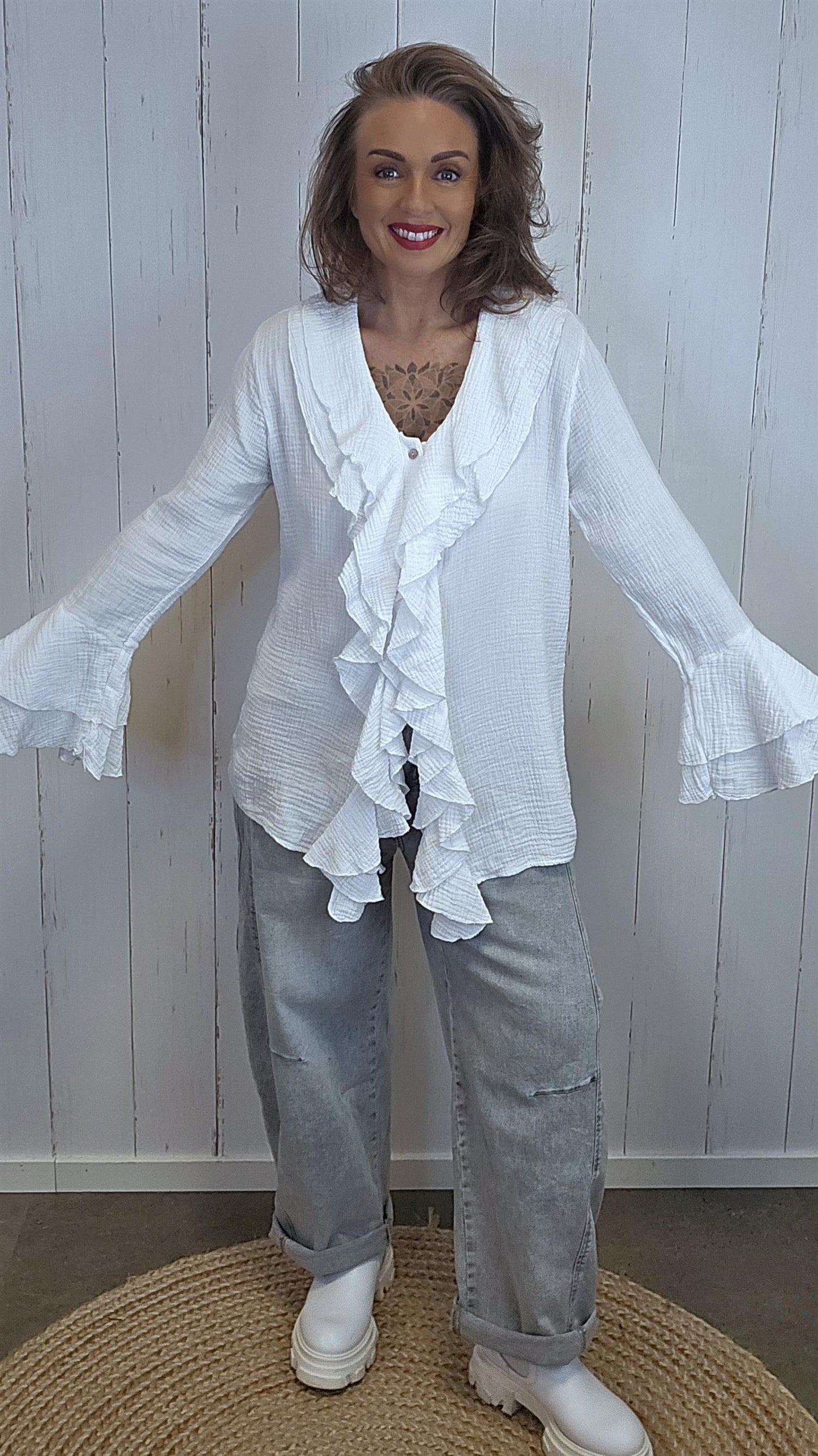 Jonna volang skjorte hvit