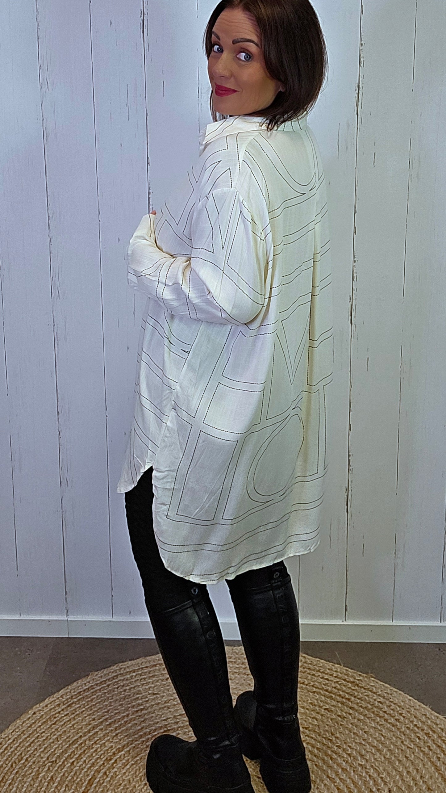 Ella rutet skjorte creme