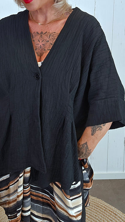 Belinda asymmetrisk jakke svart