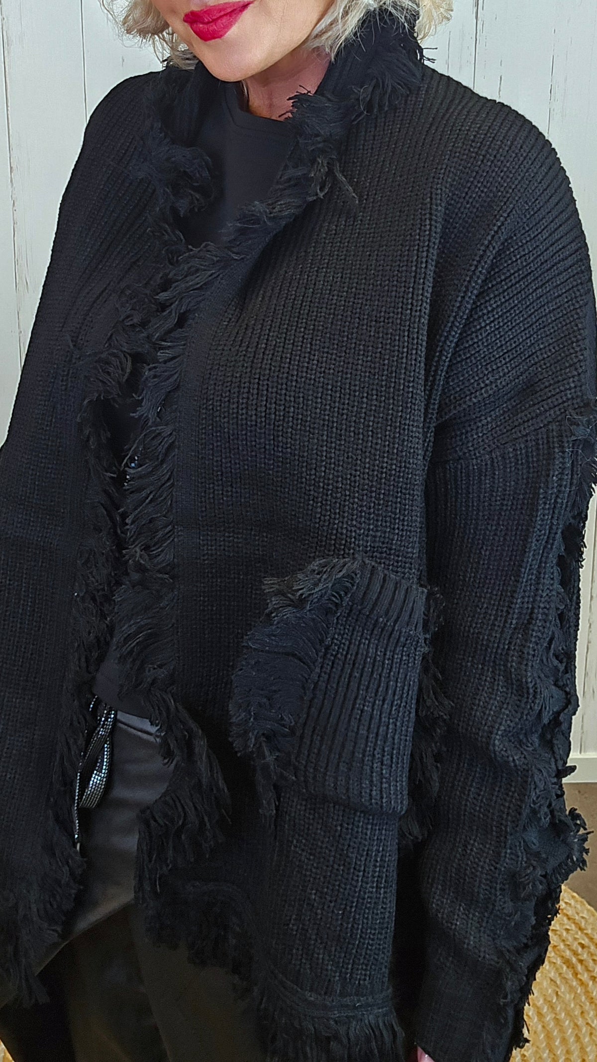 Wilma oversized strikkejakke svart