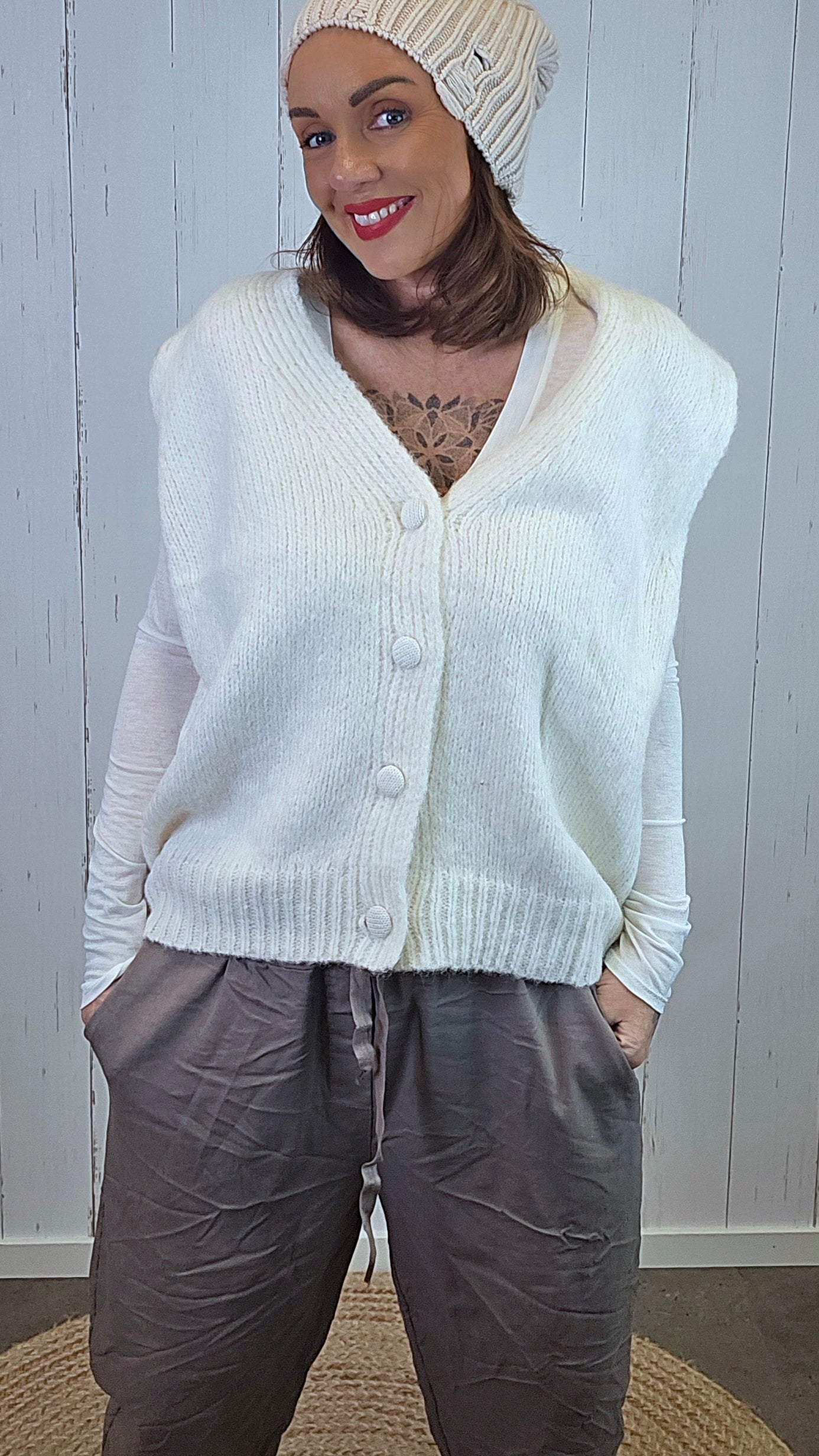 Ida Strikkevest Offwhite