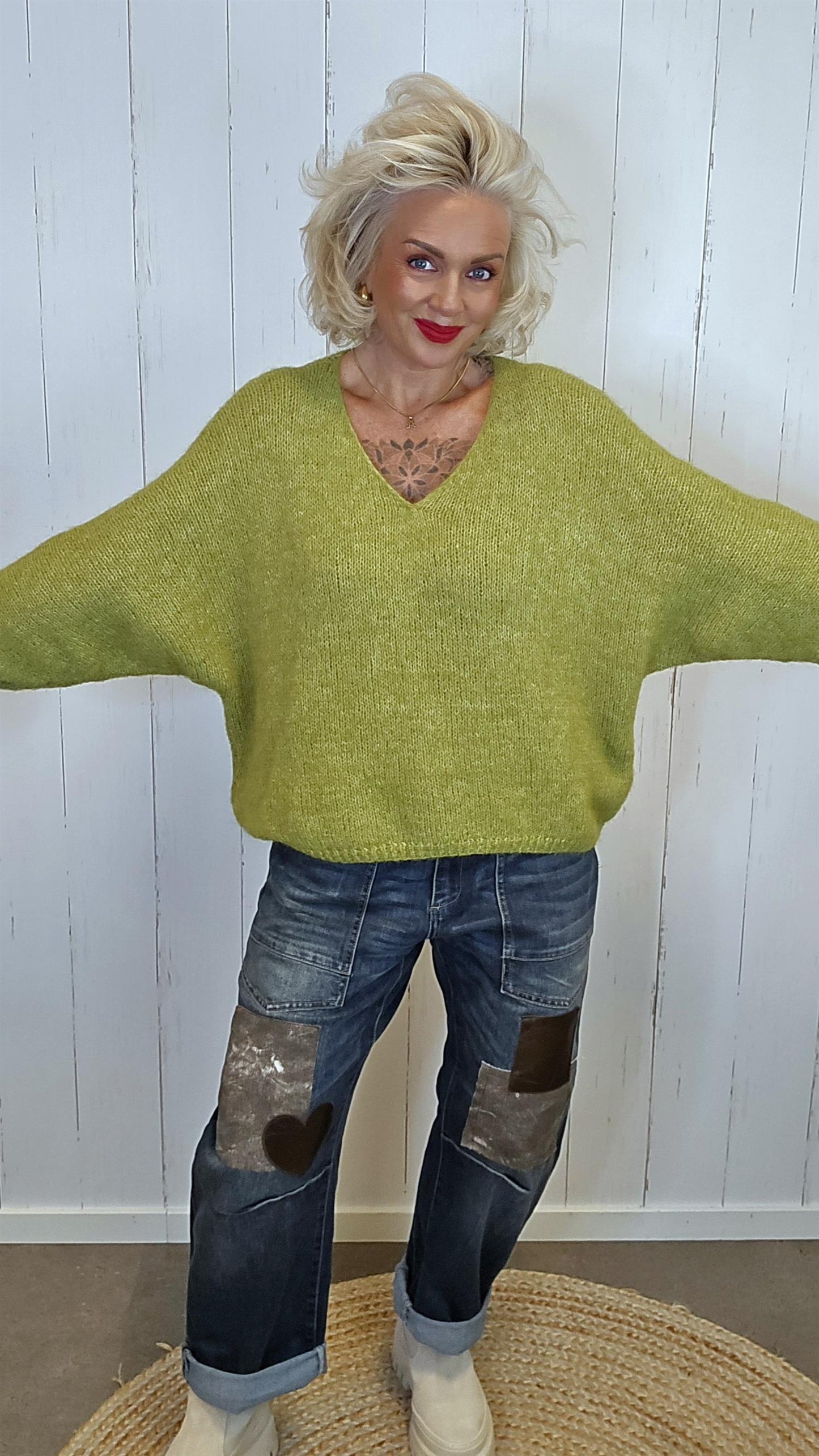 Anna genser lys grønn