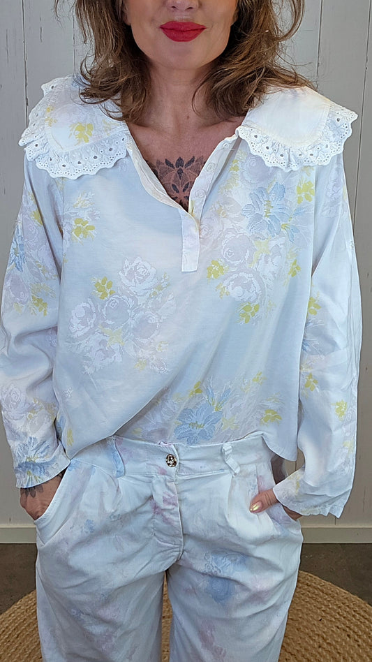 Elise blomsterbluse offwhite